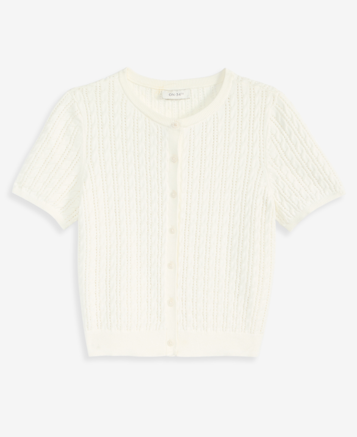 On 34th Women's Short Sleeve Cable-Knit Cardigan, Macy's Exclusive