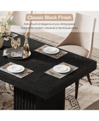 Dining Table for 4-6 People, 63 Inch Modern Rectangle Kitchen Table with Pedestal Base, Large Dinner Furniture, Black
