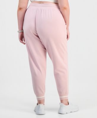 Plus Size Ribbed Fleece Ankle Jogger Pants