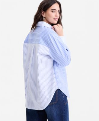 Women's Contrast Stripe Button-Down Shirt