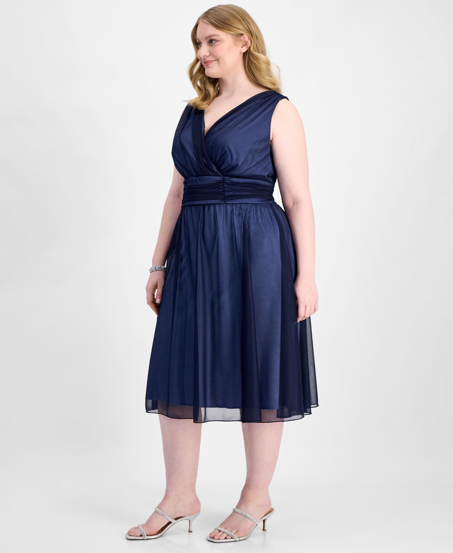 Plus Size Sleeveless Chiffon Midi Dress