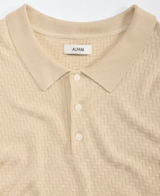 Men's Basketweave Short-Sleeve Polo Sweater