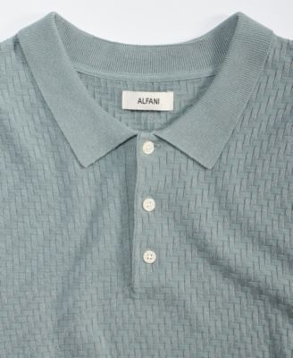 Men's Basketweave Short-Sleeve Polo Sweater