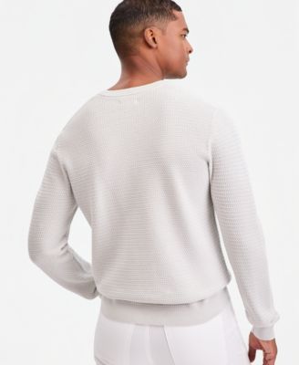 Men's Cotton Textured Crewneck Long-Sleeve Sweater