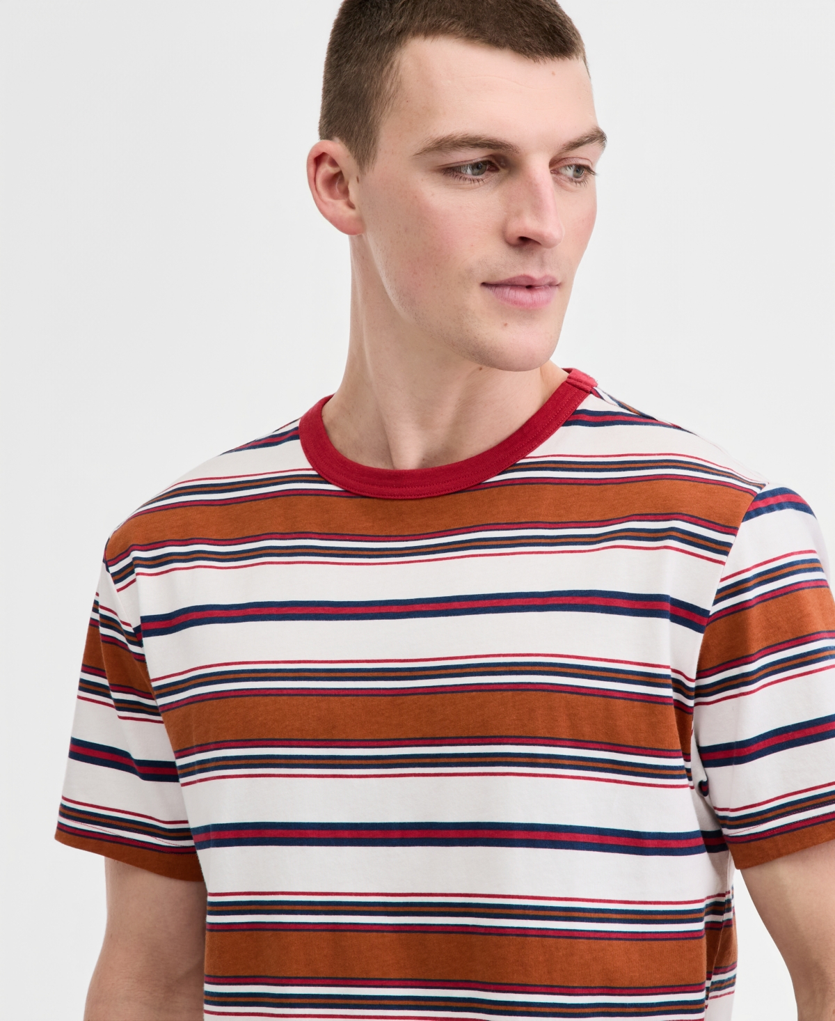 Sun + Stone Men's Cotton Chance Striped Crewneck T-Shirt, Macy's Exclusive