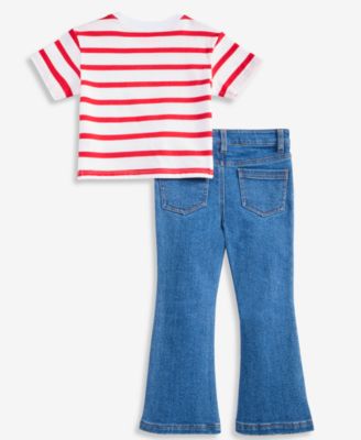 Girls' 2T-6X Minnie Mouse Short-Sleeve T-Shirt and Flare Denim Pants, 2-Piece Set