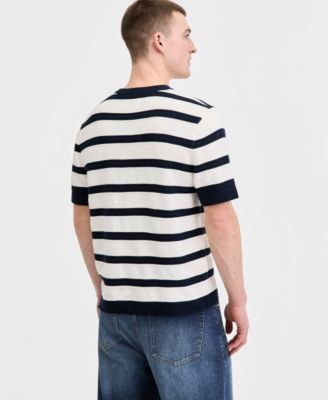 Men's Birdseye Striped Short-Sleeve Sweater