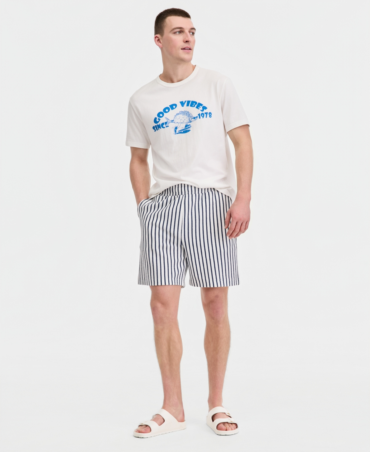 Sun + Stone Men's Jack Stripe 6" Pull-On Shorts, Macy's Exclusive