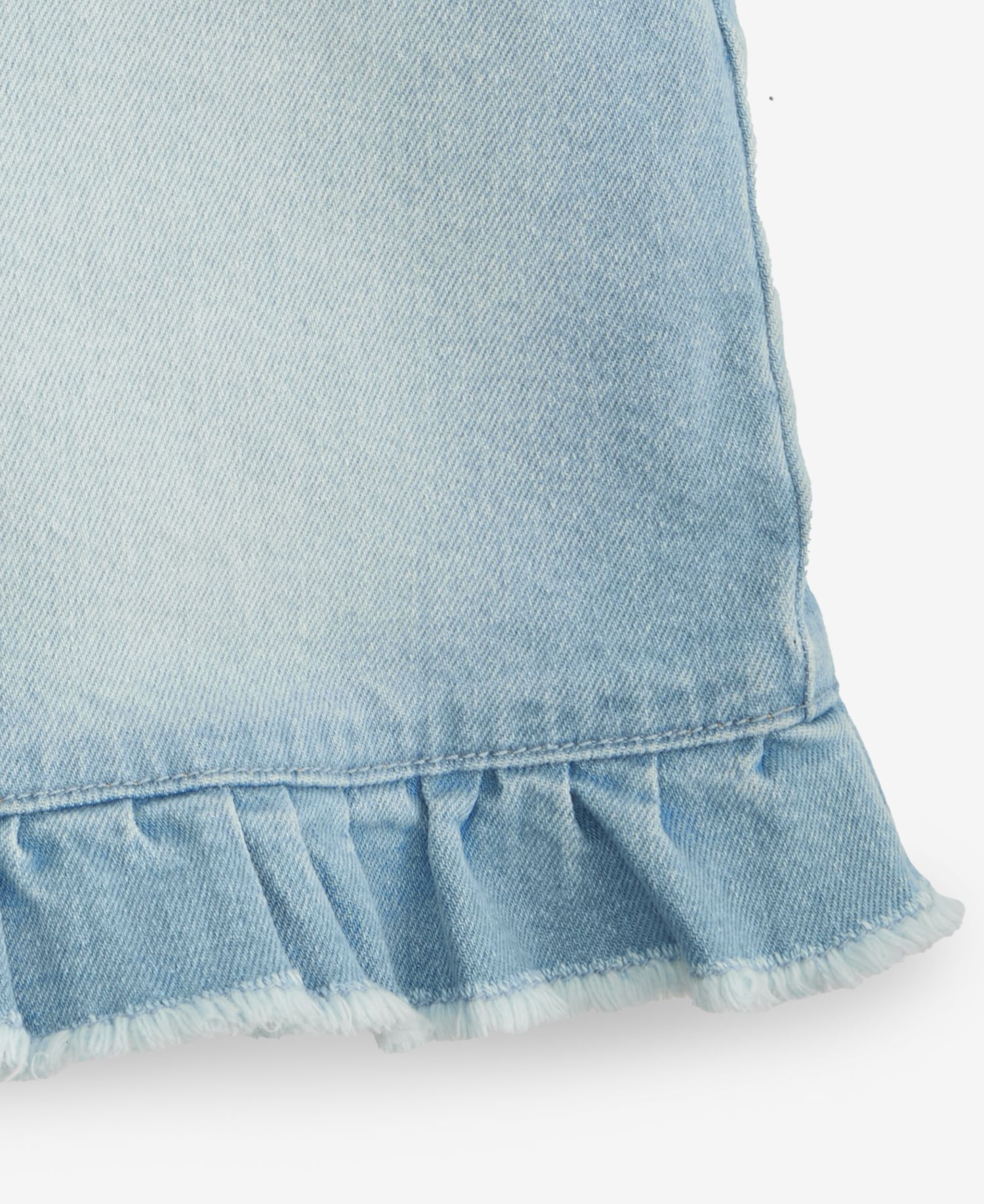 Girls' 5-20 Ruffle-Hem Denim Midi Shorts