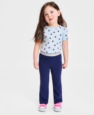 Baby and Toddler Girls Glitter-Waist Ribbed Flare Pants