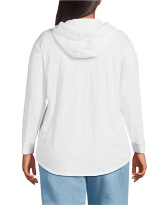 Women's Plus Size Long Sleeve Slub Hooded Popover