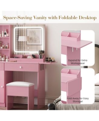 Makeup Vanity Lighted Mirror - Vanity Desk for Bedrooms, Apartments, Easy to Assemble