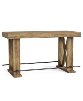 63-Inch Industrial Bar Table with Metal Footrest, Kitchen Pub Table with Sturdy and Heavy Duty X-Base