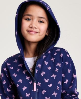 Girls' XS-XL Butterfly-Print Full-Zip Hoodie