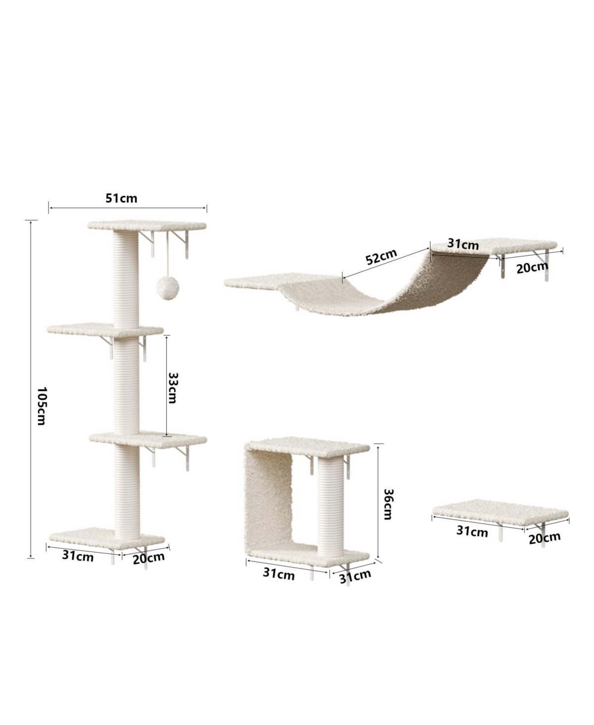 Zeus & Ruta Modern Wall-Mounted Cat Furniture 4pcs