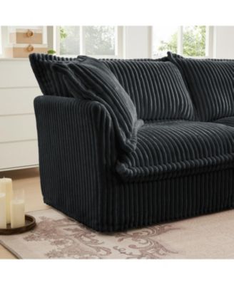 Gray Corduroy Slipcovered 2-Seat Sofa