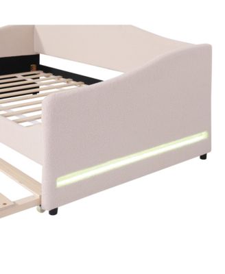 Teddy Fleece Twin Size Upholstered Daybed With Light