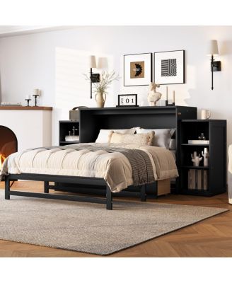 Full size Murphy bed with storage drawers & shelves