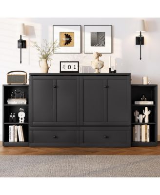 Full size Murphy bed with storage drawers & shelves