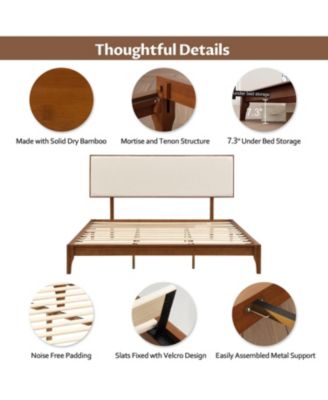 Streamdale Bamboo Platform Bed with Adjustable Headboard