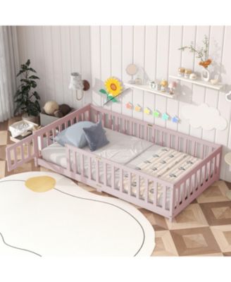  Twin Floor Bed with Fence & Door