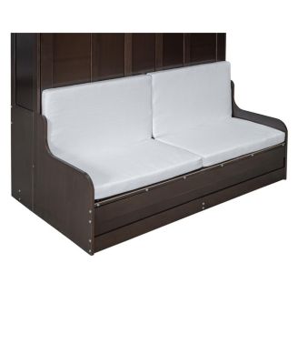 Queen Size Murphy Bed Wall Bed with Cushion, Espresso