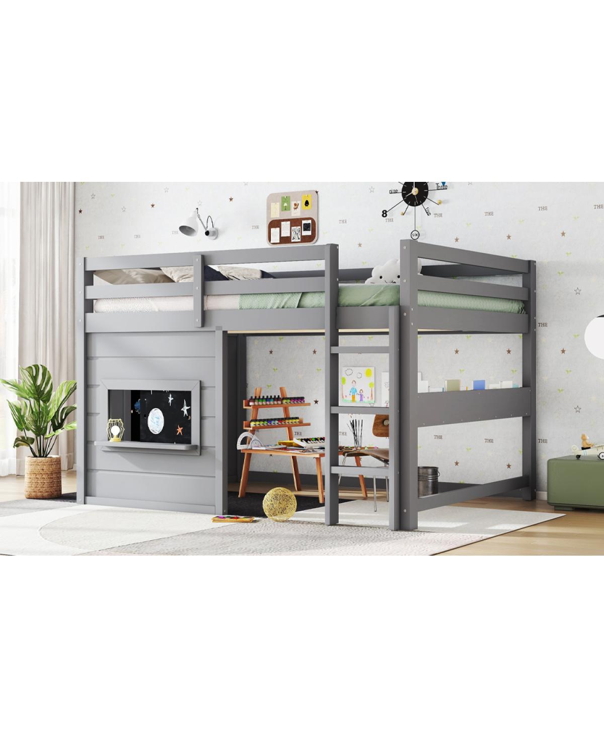 Streamdale Loft Bed with Slide, Bookshelf, Safety Rails