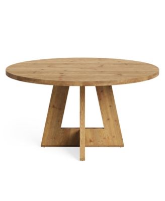 Solid Wood Round Dining Table, 47" Farmhouse Kitchen Table for 4-6, Wooden Circle Dinner Table 