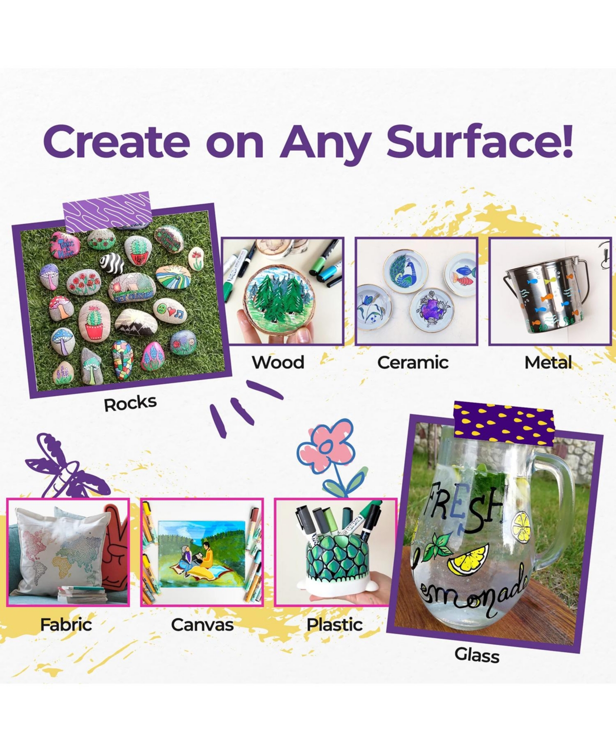 Pintar Pastel Acrylic Paint Pens - Medium Point Tip Brush Pens & Fabric Markers for Drawing & Art Supplies - Acrylic Paint Markers