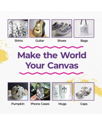 Black Acrylic Paint Markers - Artist Brush Pens, Paint Pens, Calligraphy Markers - Black Paint Pen & Acrylic Markers