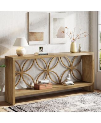 70.9-Inch Narrow Sofa Table, Industrial Long Sofa Table Behind Couch, Entry Console Table with Storage for Entryway, Living Room, Foyer