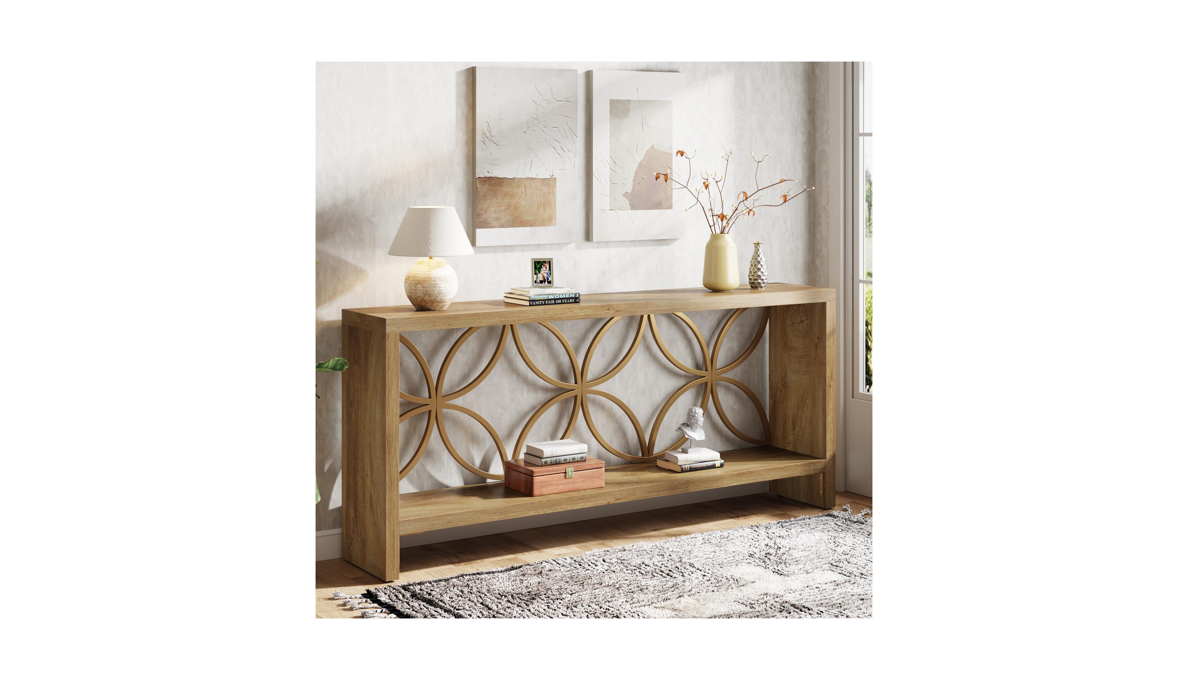 Tribesigns 70.9-Inch Narrow Sofa Table, Industrial Long Sofa Table Behind Couch, Entry Console Table with Storage for Entryway, Living Room, Foyer