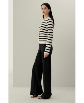 Women's Stripped Crochet Washable-Wool Cardigan