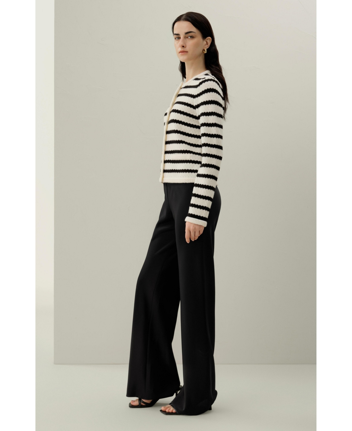 Lilysilk Women's Stripped Crochet Washable-Wool Cardigan