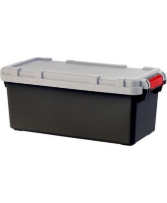 USA, 15-Gallon, Lockable Storage Trunk Box, Plastic, Black/Gray, 2Pk