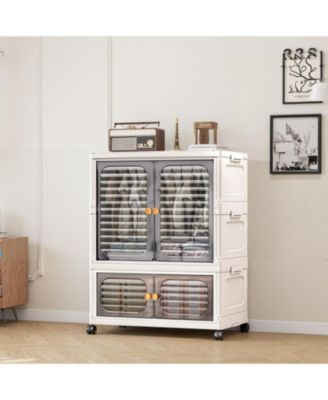 Pet Wardrobe Closet, Stackable Storage Cabinet, Clothes Cabinet with Doors