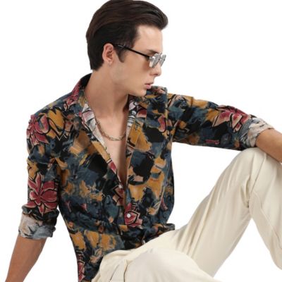 Men's Multicolour Artistic Flowers Shirt