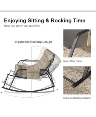 Rocking Chair with Storage, Cushions, Armrests - Indoor/Outdoor (Off White
