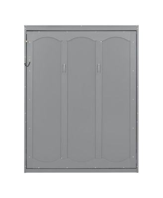  Queen Size Murphy Bed Wall Bed with Shelves, Gray