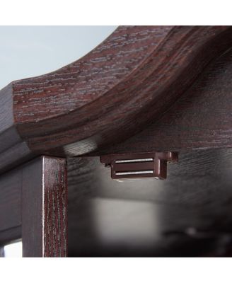 Streamdale Lighted Oak Curio Cabinet with Tempered Glass Doors & Shelves - Dark Cherry