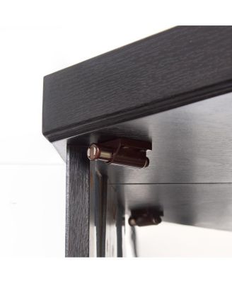 Lighted Corner Curio Cabinet - Glass Display Case for Living Room & Bar Storage - Black