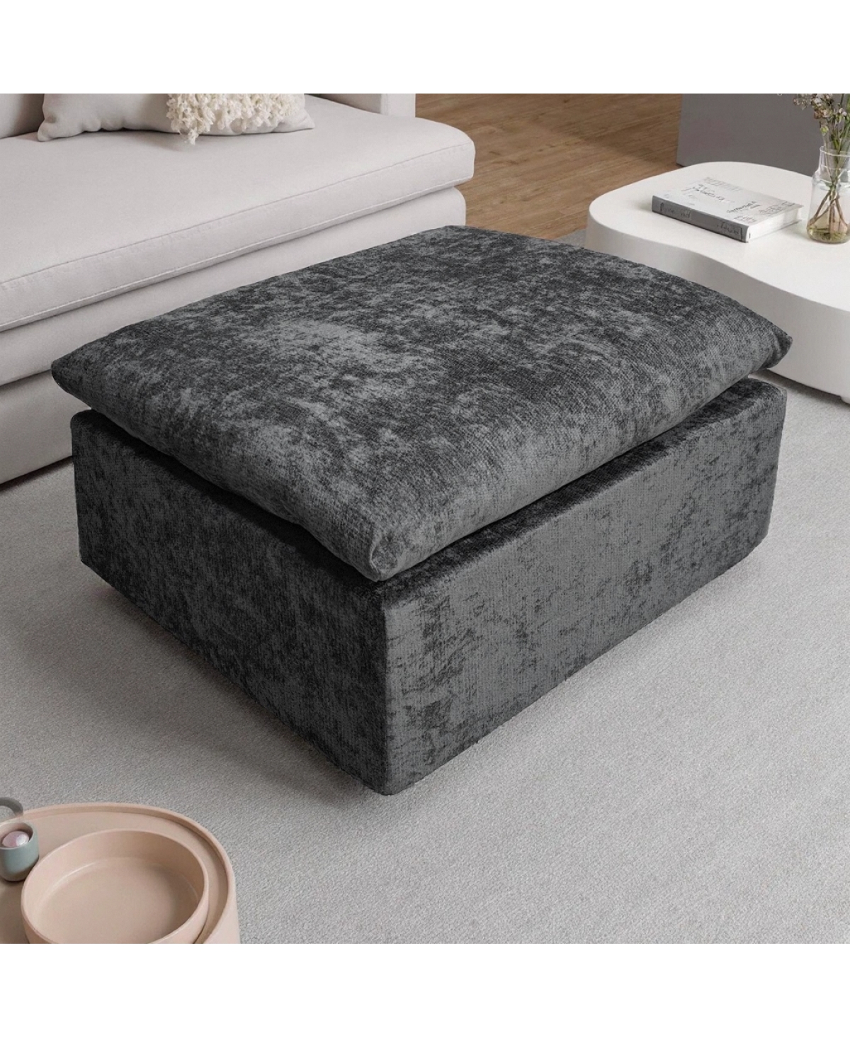 Streamdale Minimalist No-Assembly Plush Corduroy Sectional Sofa with Chaise