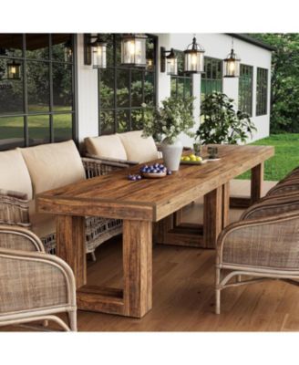 86.6 Inches Extra Long Dining Table, Rectangular Wooden Dinner Table for 2-6 People, Farmhouse Home Furniture with Sturdy Legs