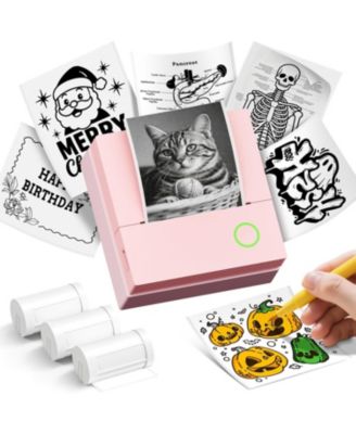 PM290C Inkless Sticker Maker: Portable Bluetooth Printer with 3 Paper Rolls
