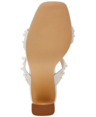 Women's Veniss Pearl Two-Band Slide High Heel Slip-On Dress Sandals