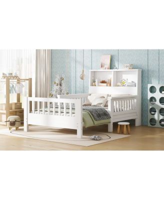 Twin Platform Bed with Storage Headboard & Pull-Out