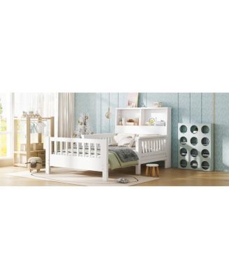 Twin Platform Bed with Storage Headboard & Pull-Out