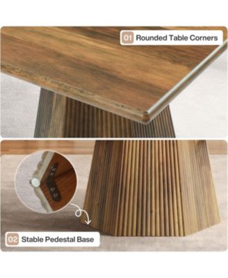 Square Dining Table for 4, 31.5-Inch Farmhouse Kitchen Table with Sturdy Pedestal Base for Kitchen & Dining Room & Living Room