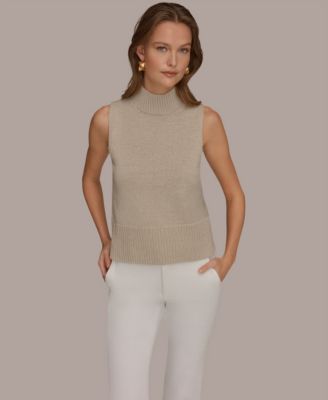 Women's Sleeveless Mock Neck A-Line Sweater