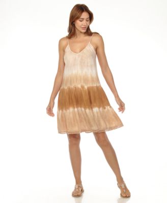 Women's Spaghetti Strap Tiered Short Swim Dress